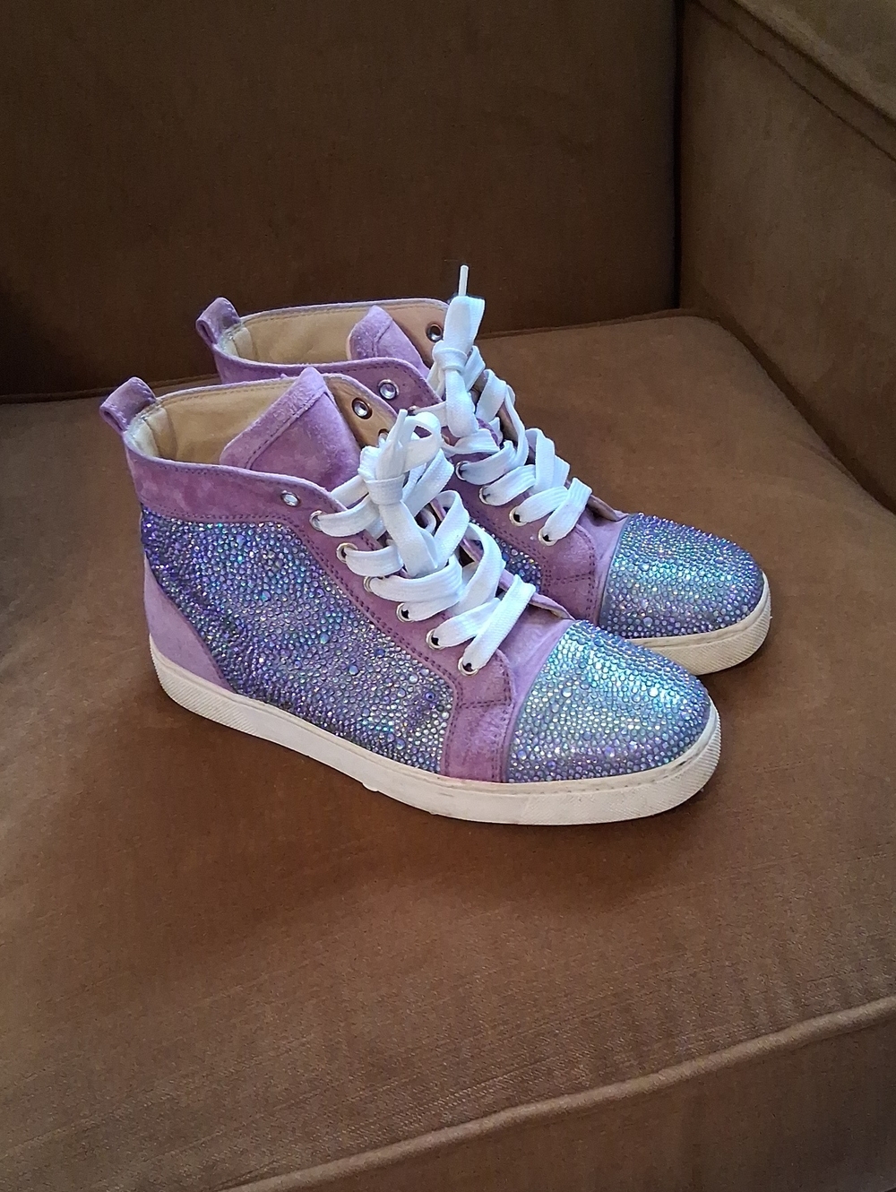 Christian Louboutin Lavender Crystal High-Top Sneakers